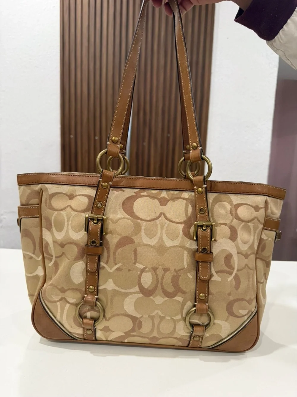 Coach | Bags | Vintage Coach Signature Canvas Leather Y2k Brown